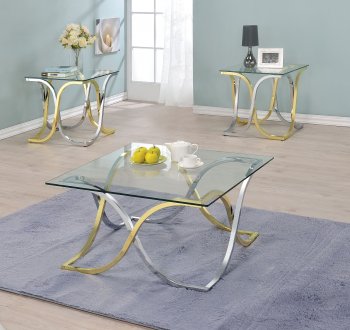 Eadoin 82220 3Pc Coffee Table Set in Chrome/Brass Tones by Acme [AMCT-82220-Eadoin]