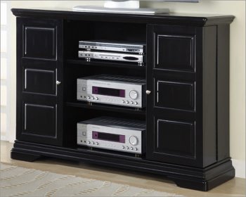 Black Finish Stylish Tv/Plasma Stand W/Swing Doors & CD Storage [CRTV-700637]