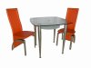 Clear Glass Top & Metal Legs Modern Square Dining Table