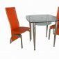 Clear Glass Top & Metal Legs Modern Square Dining Table