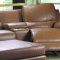 Beige Leatherette Home Theater Sectional W/Motorized Recliners