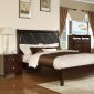 Espresso Finish Modern Bedroom w/Black Faux Leather & Options