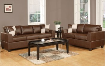 Walnut Bonded Leather 2Pc Contemporary Living Room Set [PXS-F7312]