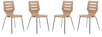 Revana Set of 4 Dining Chairs RC15NW - Natural Wood - LeisureMod [LMDC-RC15NW-Revana Nat Wood]