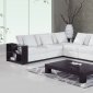 White Ultra Bonded Leather Modern Sectional Sofa w/Wooden Arms