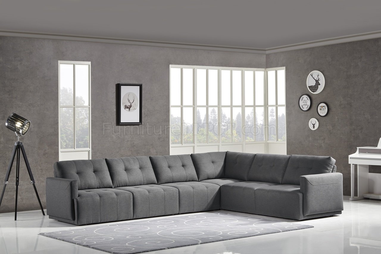 Colony Modular Sectional Sofa in Charcoal Fabric by NCFurniture