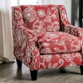 Ames Accent Chair SM8250-CH-FL in Red Floral Patterned Fabric