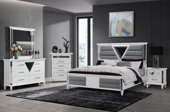 Marco Bedroom in Metallic White by Global w/Options [GFBS-Marco Metallic White]