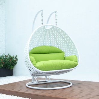 Wicker Hanging Double Egg Swing Chair ESCW-57LG by LeisureMod