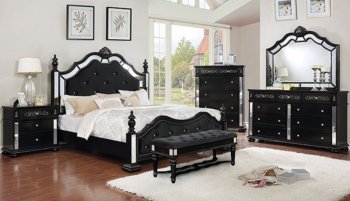 Azha Bedroom CM7194BK in Black & Mirror Trim w/Options [FABS-CM7194BK-Azha]