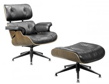 Modern Black or Vanilla Full Leather Lounge w/Ottoman [ZMLC-X Lounge]