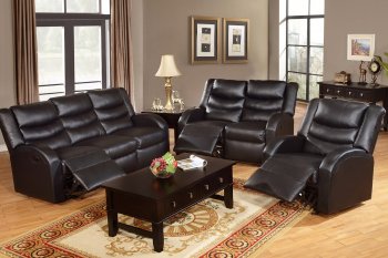 F6652 Motion Sofa in Black Bonded Leather by Boss w/Options [PXS-F6652]