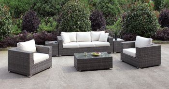 Somani CM-OS2128-20 6Pc Outdoor Patio Sofa Set in Ivory & Gray [FAOUT-CM-OS2128-20-Somani]