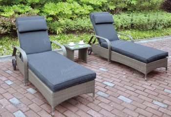 431 Outdoor Patio 3P Lounger Set in Tan by Poundex w/Options [PXOUT-431]