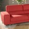 Red Microfiber Modern Sofa & Loveseat Set w/Metal Legs