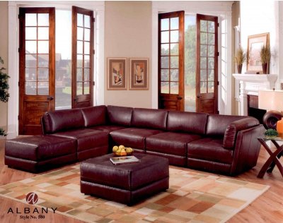 Firenza Vintage Leatherette Modern Sectional Sofa w/Options