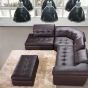 Chocolate or Beige Italian Leather Modern Sectional Sofa