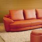 Light Red Leather Modern Sectional Sofa w/2 Ottomans