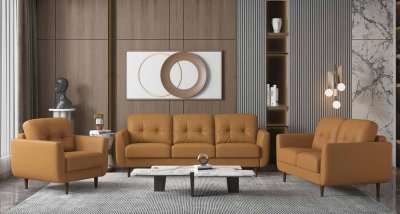 Radwan Sofa 54955 in Camel Leather by Mi Piace w/Options