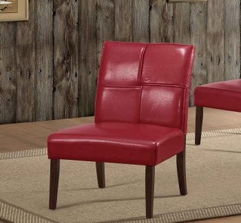 Oriana Accent Chair 1215RDS Set of 2 in Red Vinyl by Homelegance [HECC-1215RDS Oriana]