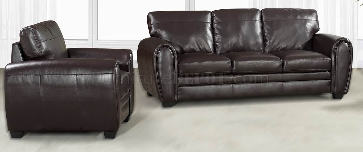 brown bonded leather sofa and love seat set