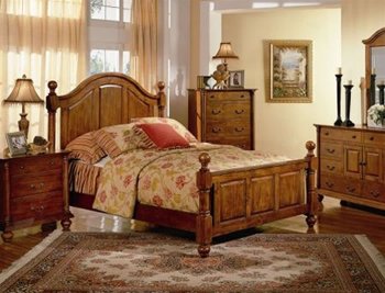 Walnut Finish Classic Bedroom with Arched Headboard [CRBS-173-201031]