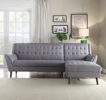 Watonga Sectional Sofa 53850 in Light Gray Linen Fabric by Acme