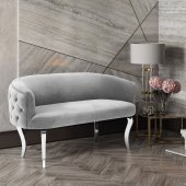 Adina Loveseat TOV-S73 in Grey Velvet Fabric by TOV Furniture