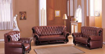 Dark Brown Bonded Leather Living Room w/Button-Tufted Backs [JTS-807]