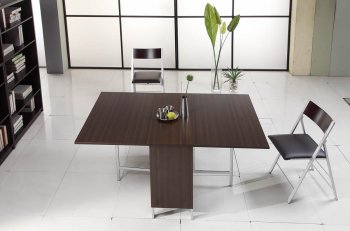 Brown Top & Metal Base Modern Dining Table w/Optional Chairs [CVDS-Brill]