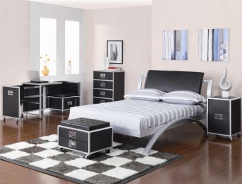 Black & Silver Two-Tone Finish Modern Kid's Bedroom w/Options [CRKB-300200-LeClair]