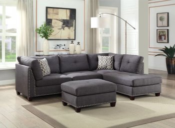 Laurissa Sectional Sofa w/Ottoman 54375 Light Charcoal by Acme [AMSS-54375-Laurissa L. Charcoal]