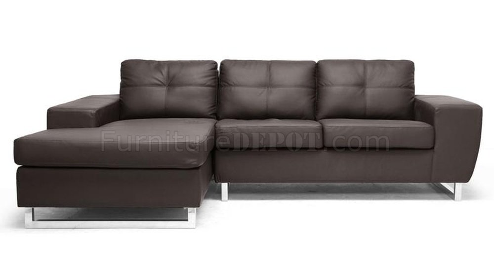 Corbin Sectional Sofa Brown Faux Leather by Wholesale Interiors