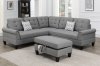 F6475 Sectional Sofa w/Ottoman in Gray Fabric by Poundex