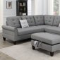 F6475 Sectional Sofa w/Ottoman in Gray Fabric by Poundex