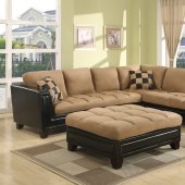 Beige Suede Two-Tone Modern Sectional Sofa w/Bycast Base