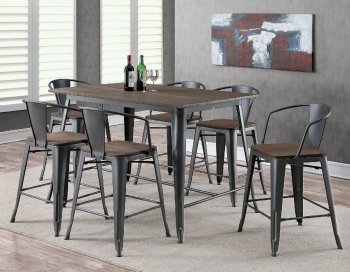 Lela Counter Ht Dinette Set 7Pc CM3529PT in Gray & Light Walnut [FADS-CM3529GY-PT Lela]