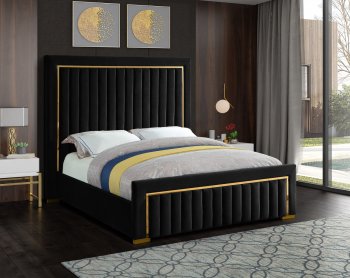 Dolce Bed in Black Velvet Fabric by Meridian w/Options [MRB-Dolce Black]