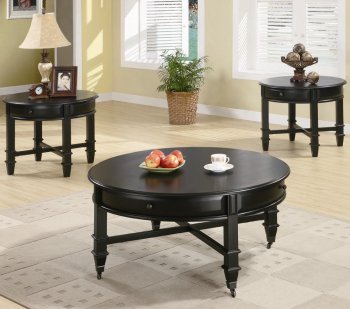 Rich Black Finish Classic Coffee Table w/Optional End Table [CRCT-701178]