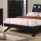 Cappuccino Finish Modern Bedroom w/Faux Leather Upholstered Bed