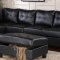 G903B Sectional Sofa w/Ottoman in Black Leatherette by Glory