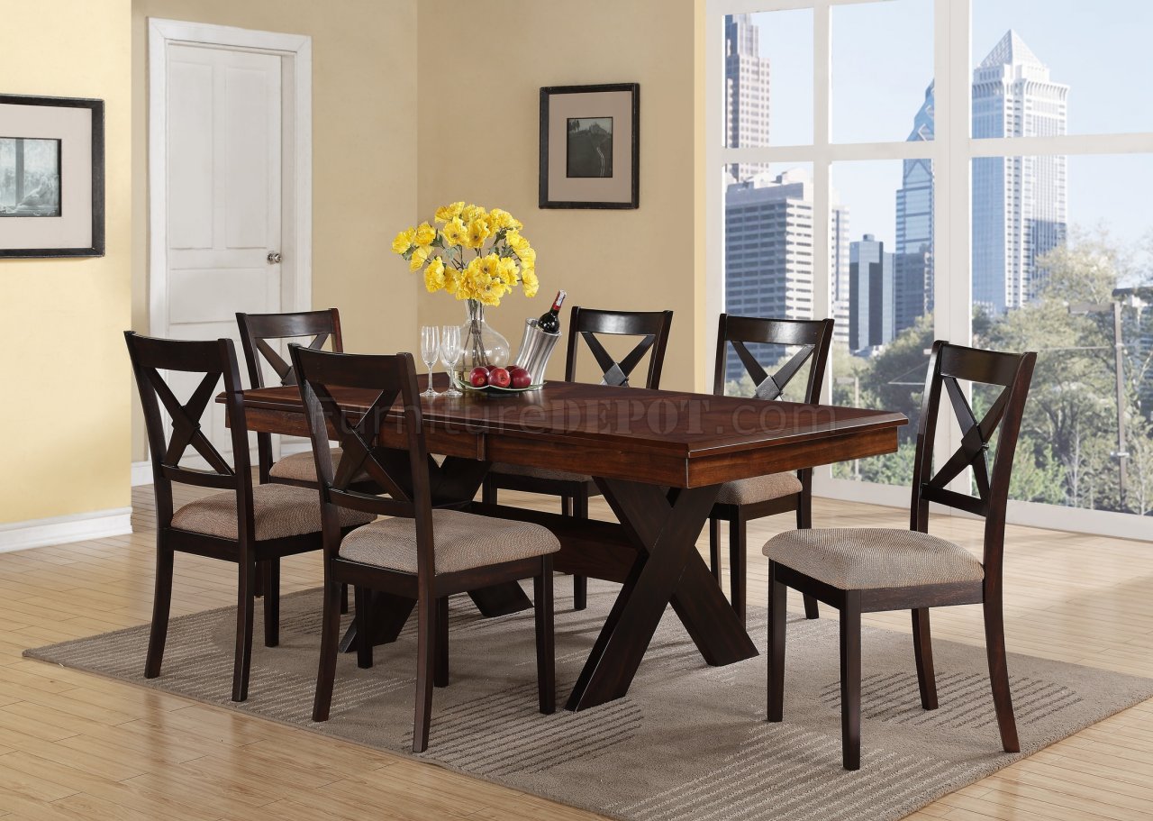 Kaci Dining Set 7Pc in Cherry