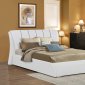 B193 Upholstered Bed in White w/Black Piping