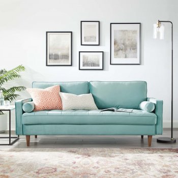 Valour Sofa in Mint Velvet Fabric by Modway w/Options [MWS-3764 Valour Mint]