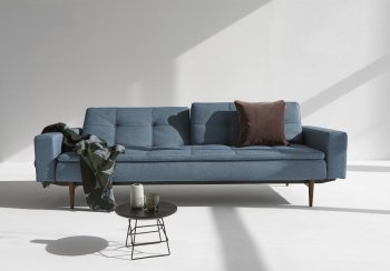 Dublexo Sofa Bed in Indigo by Innovation w/Arms & Wood Legs [INSB-Dublexo-Arms-Wood-558]