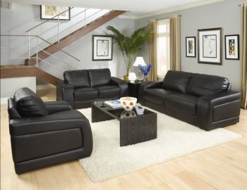 Black Bonded Leather Modern Living Room W/Oversized Padded Arms [CRS-294-501531]