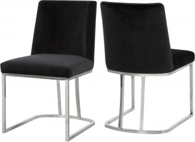 Heidi Dining Chair 728 Set of 2 Black Velvet Fabric by Meridian