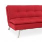 Red Microfiber Modern Convertible Sofa Bed w/Metal Legs