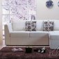 Cream Fabric Modern Sectional Sofa w/Pull-Out Ottoman