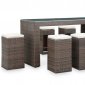 Cubed 7Pc Outdoor Patio Pub Set in Brown/White by Modway